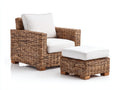 Sillones de ratán marrón 92x86x84 cm para jardín - diseño con reposapiés