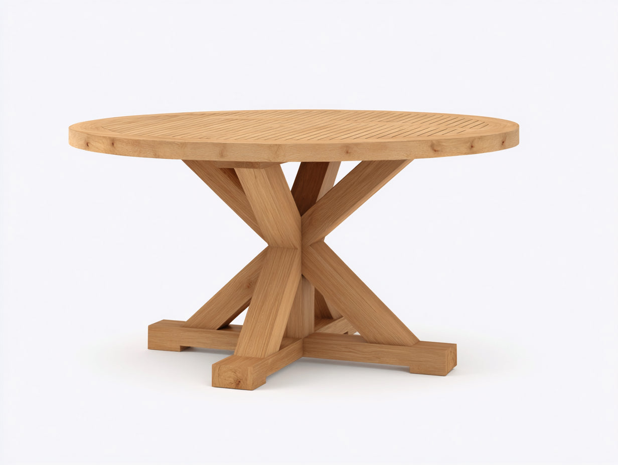 Mesas de jardín 120x120x75 cm - madera maciza marrón - tablero redondo - estilo rústico