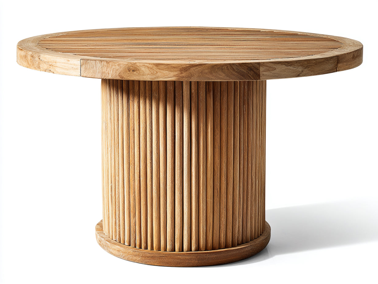 Mesas de jardín Mesa redonda madera 125x125x76 cm Natural - Estilo moderno