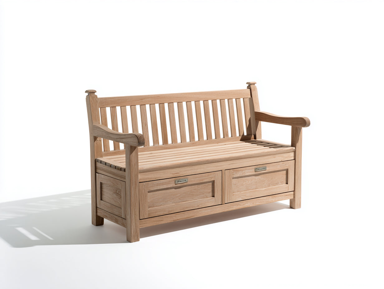 Bancos de jardín Banco de jardín madera maciza 140x65x90 cm Natural con almacenamiento - Estilo clásico