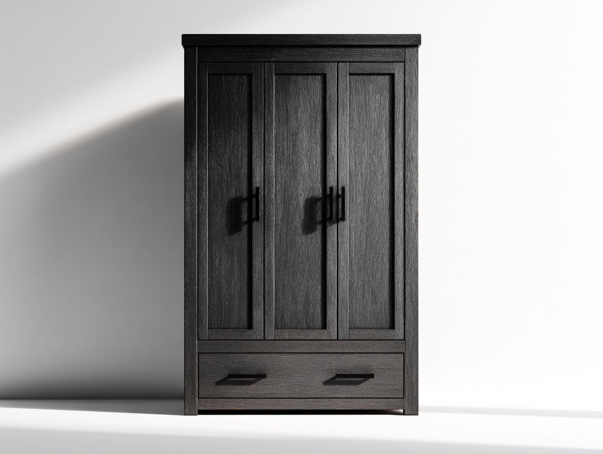 Armario de madera 100x50x170 cm - negro - estilo rústico con cajón