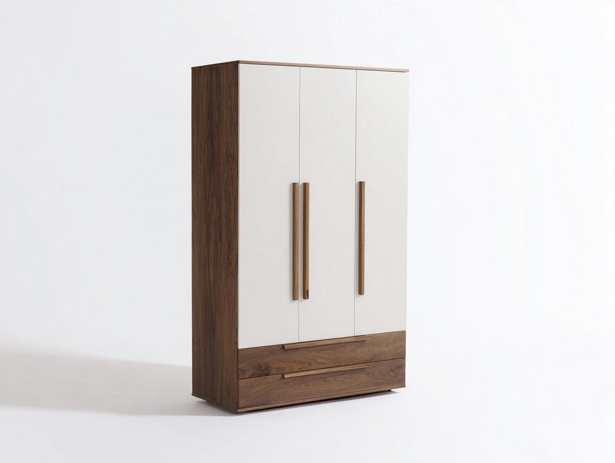 Armario madera y blanco 150x56x198 cm para dormitorio - diseño moderno