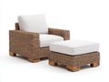 Sillones de ratán marrón 94x88x83 cm para jardín - diseño con reposapiés