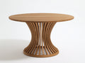 Mesas de jardín Mesa redonda madera 140x140x76 cm Natural con base escultórica - Diseño contemporáneo