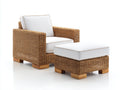 Sillones de ratán 80x86x82 cm - ratán natural marrón-blanco - con reposapiés - estilo moderno