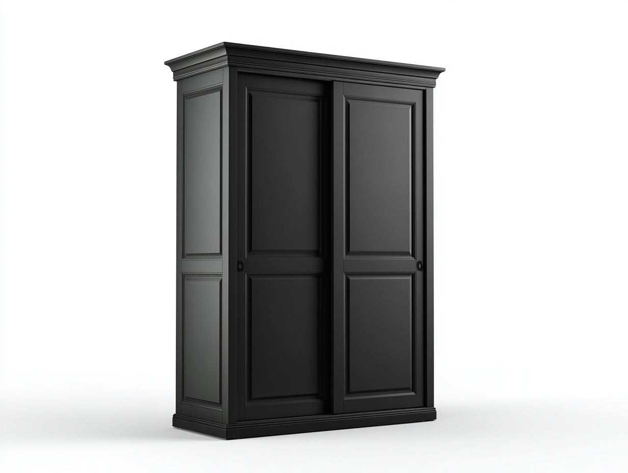 Armarios Armario corredero MDF 120x60x200 cm Negro Almacenamiento dormitorio - Estilo clásico