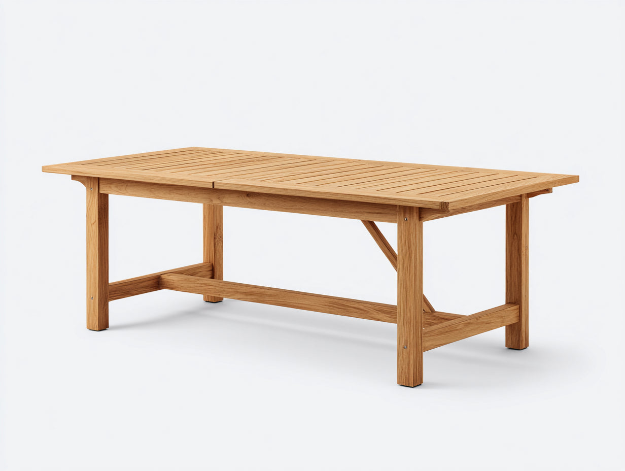 Mesas de jardín 200x90x75 cm - madera maciza marrón - tablero rectangular - estilo clásico