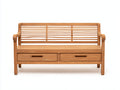 Bancos de jardín - Banco de madera con respaldo y 2 cajones - 150x55x90 cm - Natural - Estilo contemporáneo