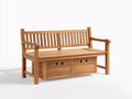 Bancos de jardín 150x58x86 cm - madera marrón con 2 cajones - estilo clásico para exterior