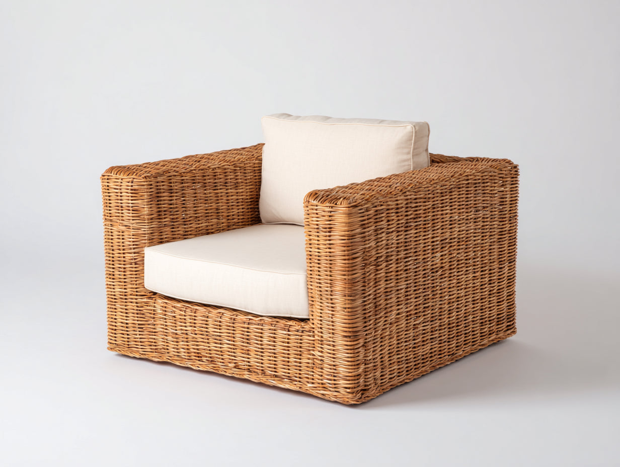 Sillones de ratán marrón claro 88x82x76 cm para jardín - diseño contemporáneo