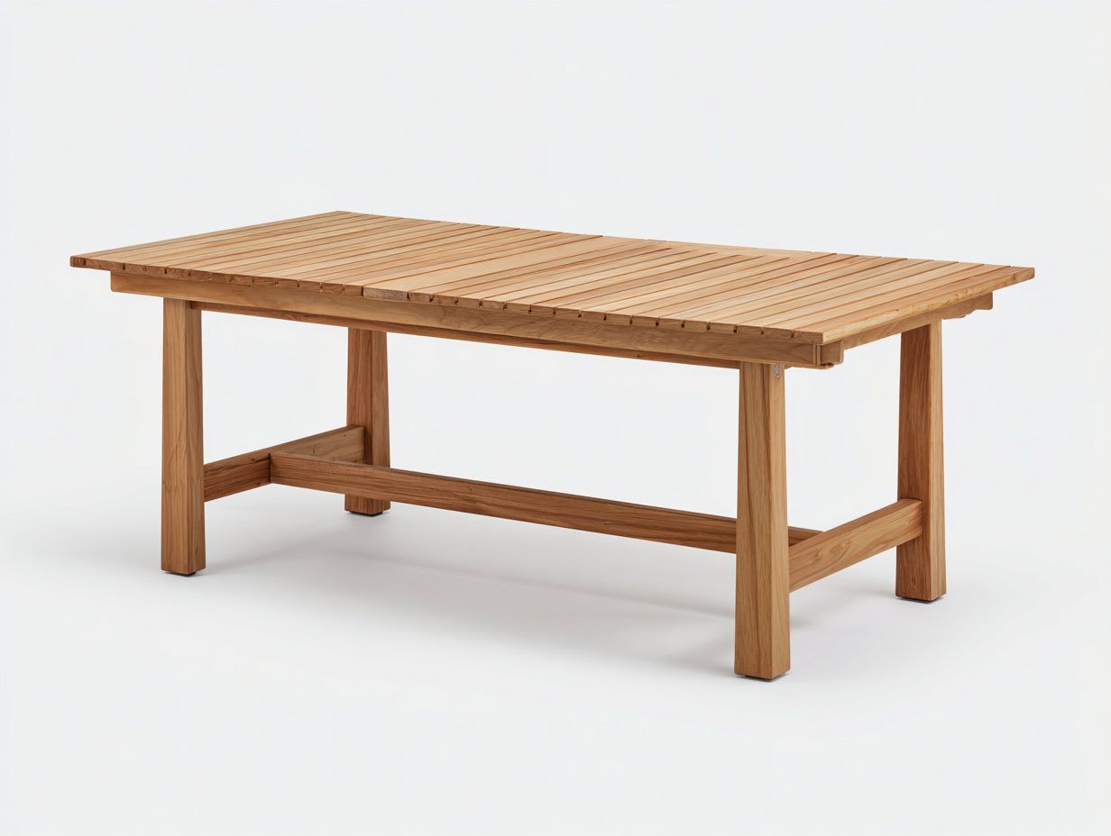 Mesas de jardín - Mesa de madera para exterior - 180x90x75 cm - Natural - Estilo contemporáneo