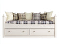 Sofás cama - Sofá cama de madera con 2 cajones - 210x97x90 cm - Blanco - Estilo clásico