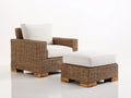 Sillones de ratán Sillón de ratán con reposapiés 90x85x80 cm Marrón con cojines beige - Estilo natural