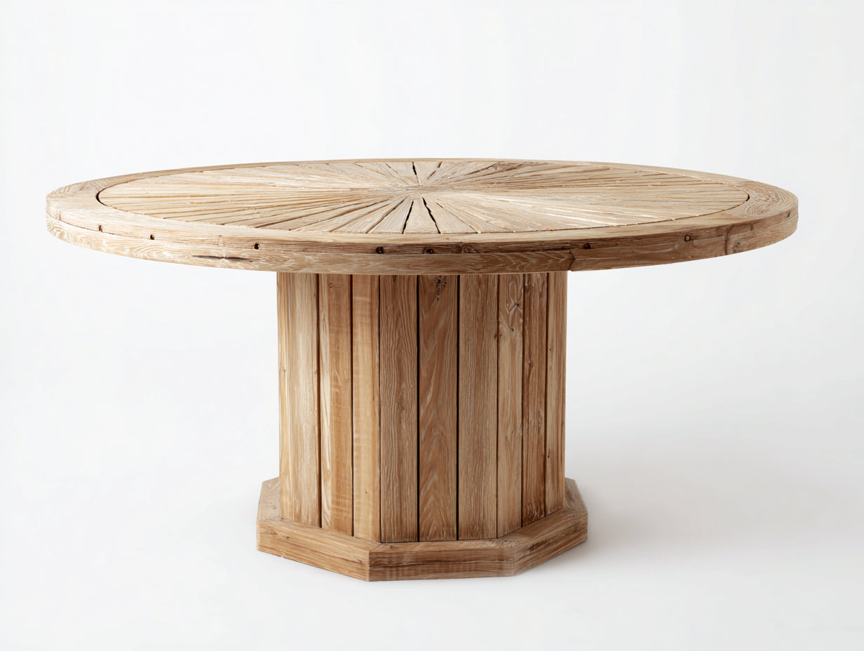 Mesas de jardín 140x140x76 cm - madera maciza marrón - tablero redondo - estilo rústico