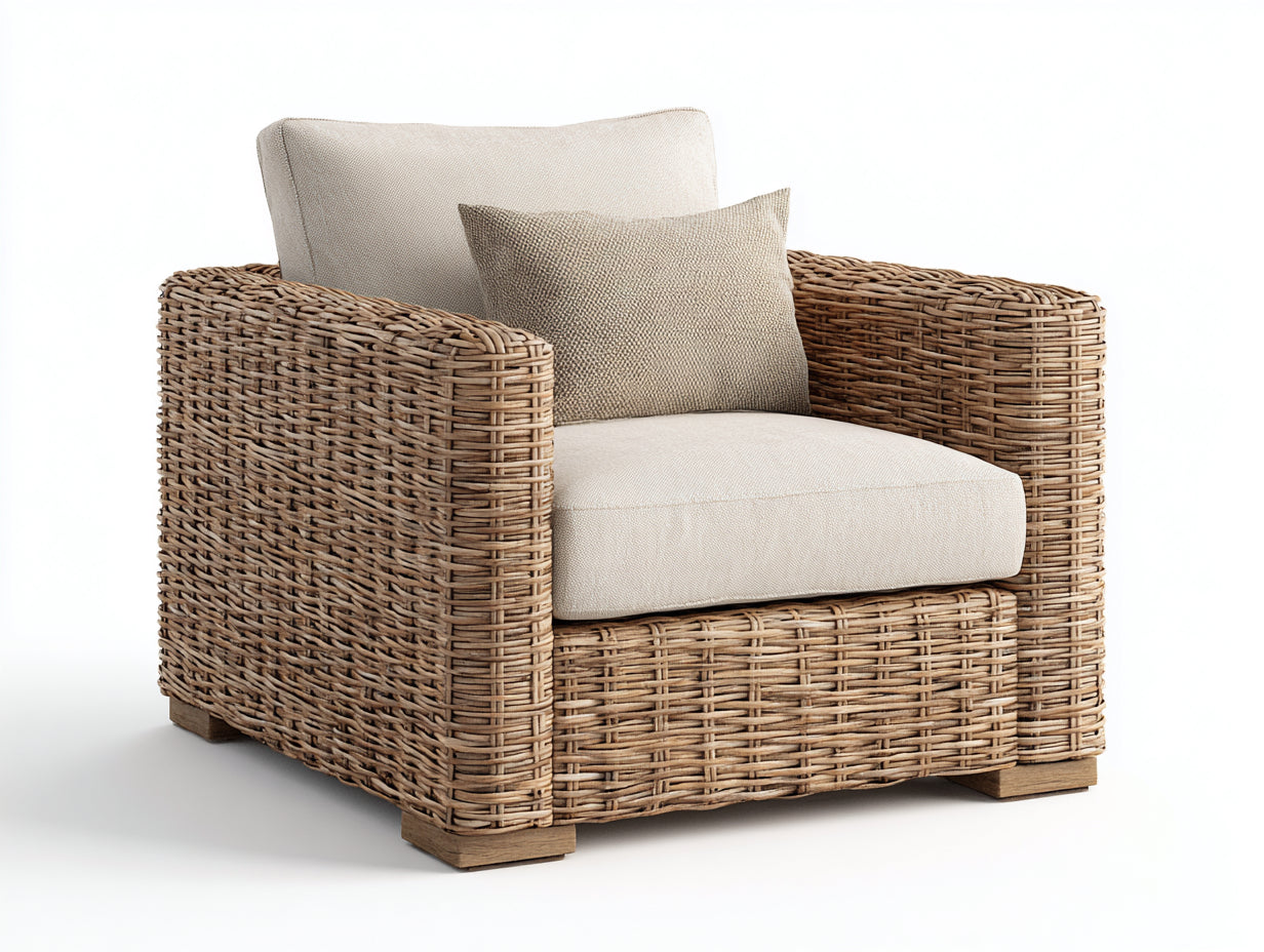 Sillones de ratán marrón claro 90x84x80 cm para jardín - diseño contemporáneo
