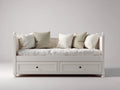 Sofás cama - Sofá cama de madera con 2 cajones - 205x96x92 cm - Blanco - Estilo clásico