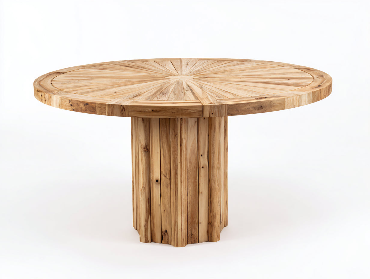 Mesas de jardín - Mesa redonda de madera para exterior - 125x125x76 cm - Natural - Estilo rústico