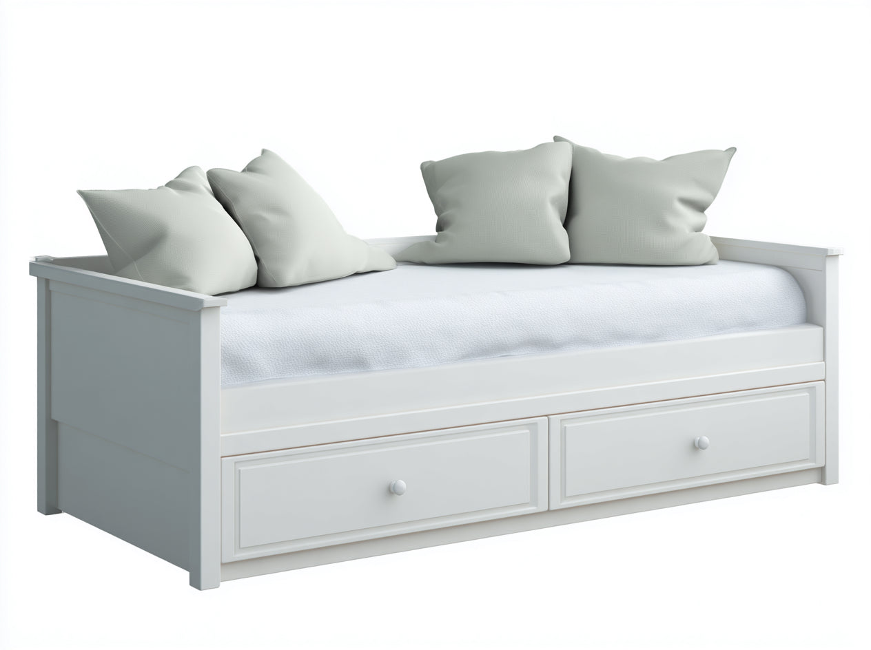 Sofás cama Sofá cama madera 190x90x80 cm Blanco con almacenamiento - Estilo moderno