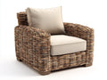Sillones de ratán - Sillón de ratán trenzado con cojines - 94x84x77 cm - Natural-Beige - Estilo rústico