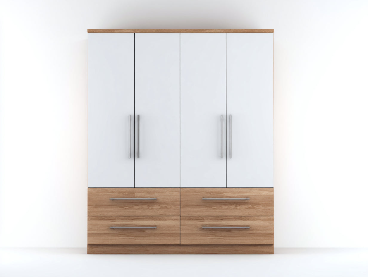 Armario madera y blanco 180x58x200 cm para dormitorio - diseño moderno