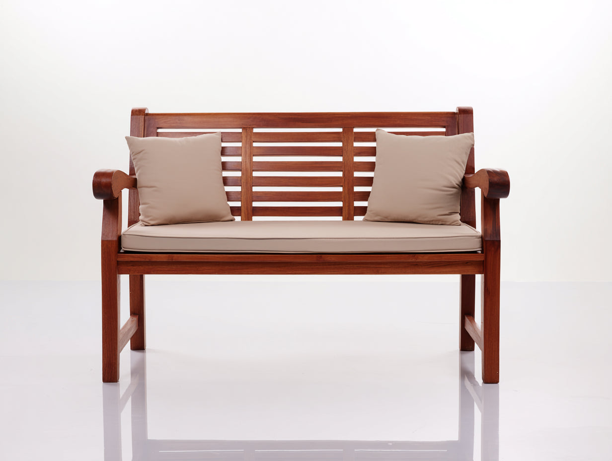 Bancos de jardín Banco de jardín madera maciza 135x65x90 cm Marrón con cojines - Estilo tradicional